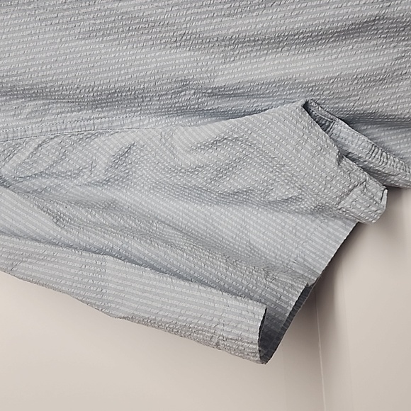 Free Assembly mens XXL blue/white stripe button-down collared short sleeve shirt - Picture 4 of 11